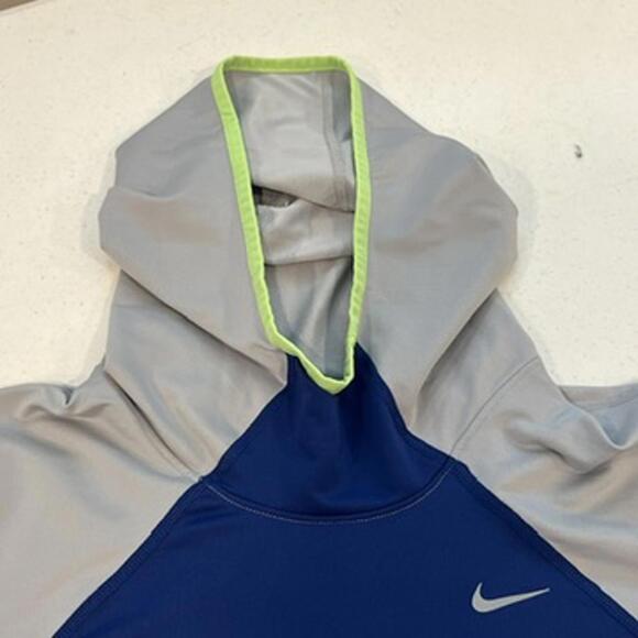 Nike Dri-FIT Running Hoodie Cowl Neck Blue Gray Neon Green Large Womens - Picture 4 of 7